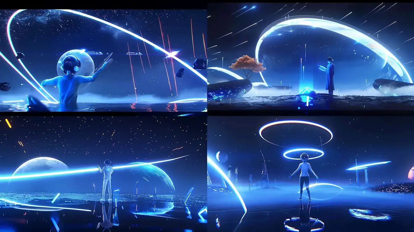 Futuristic Cosmic Landscapes with Neon Accents - Midjourney sref style