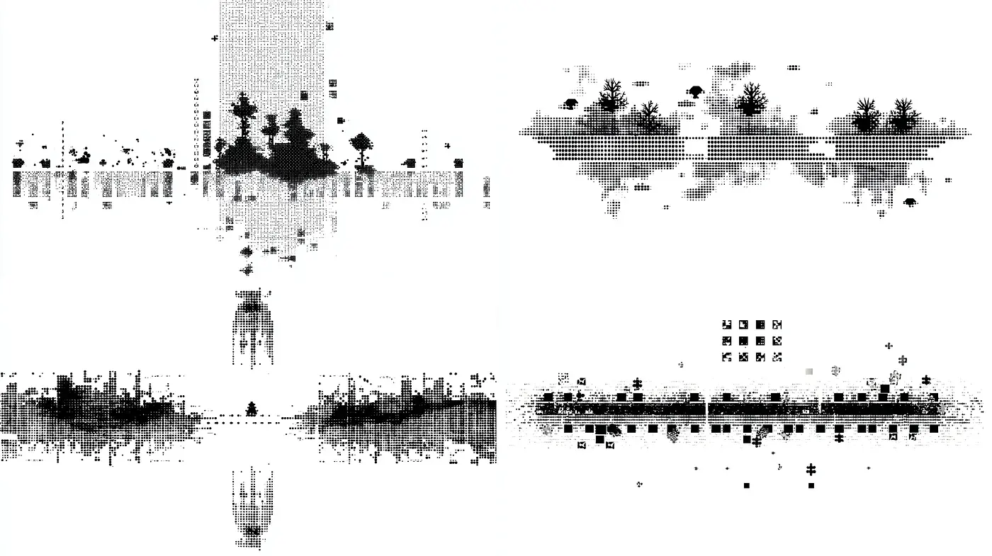 Monochromatic Geometric Abstract with Natural Elements - Midjourney sref style