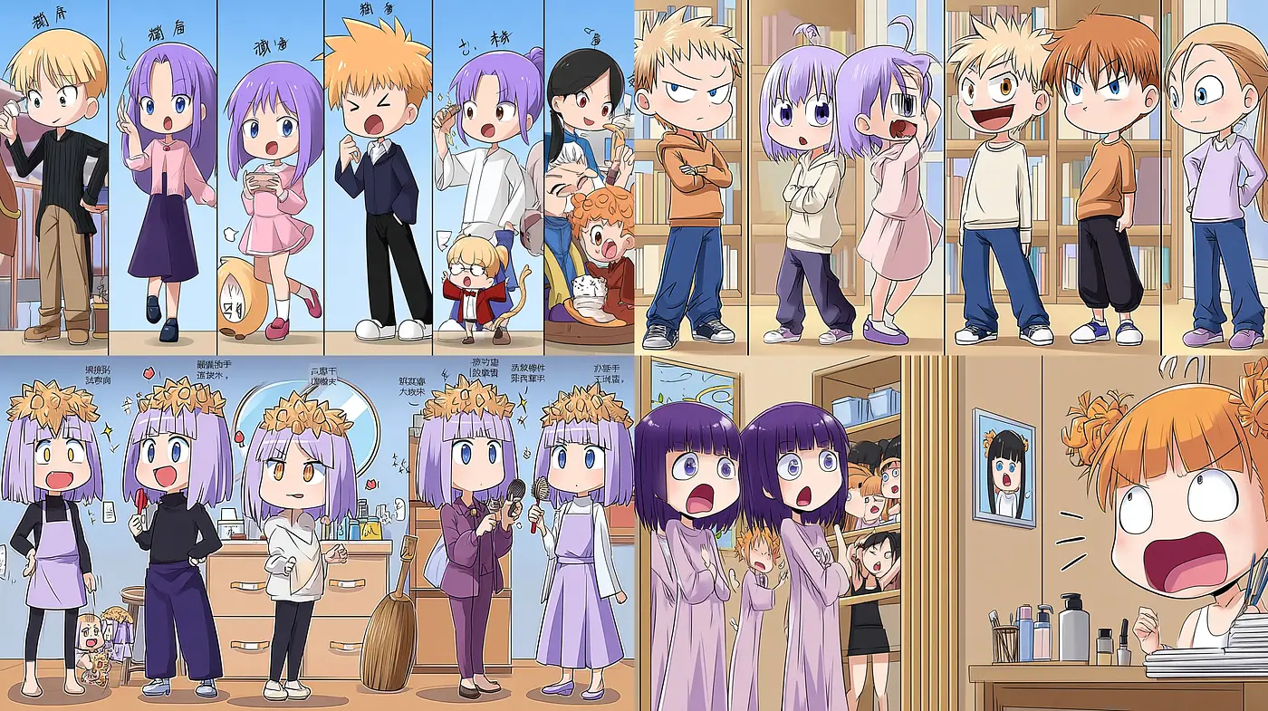 Colorful, playful anime-inspired illustrations with whimsical expressions - Midjourney sref style