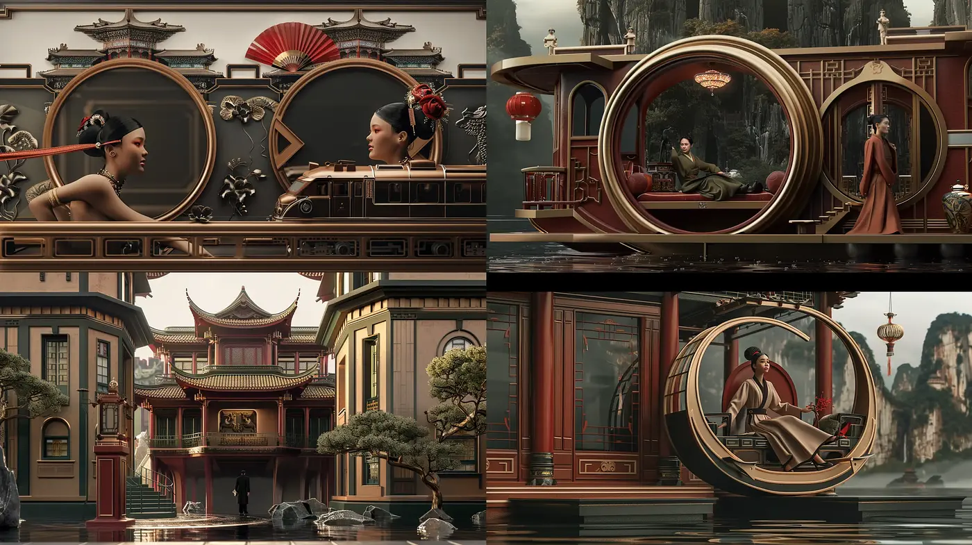 Elegant Oriental Steampunk Fusion - Midjourney sref style