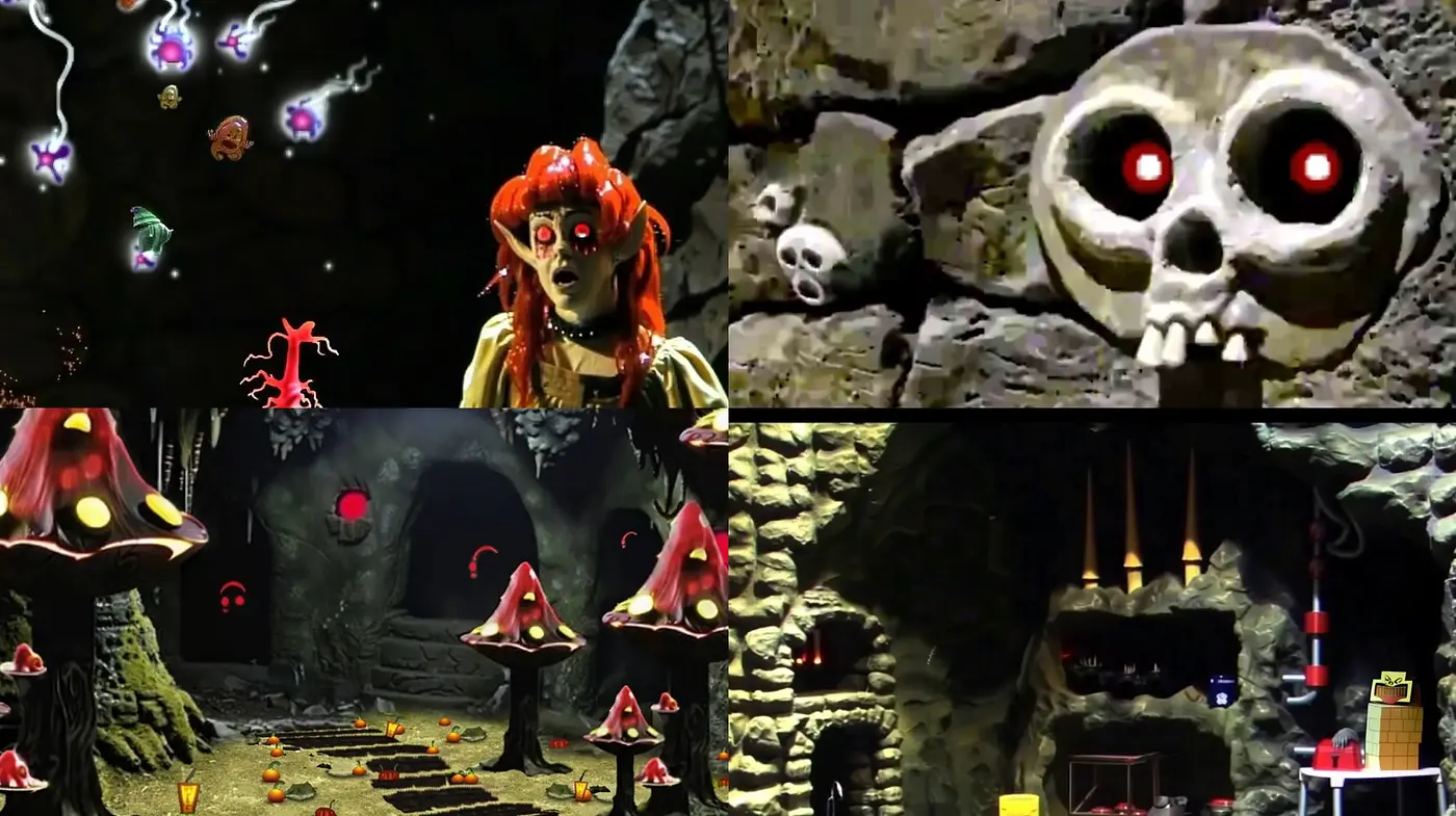 Mystical Underworld Ambiance with Vivid Contrasts and Surrealist Overtones - Midjourney sref style