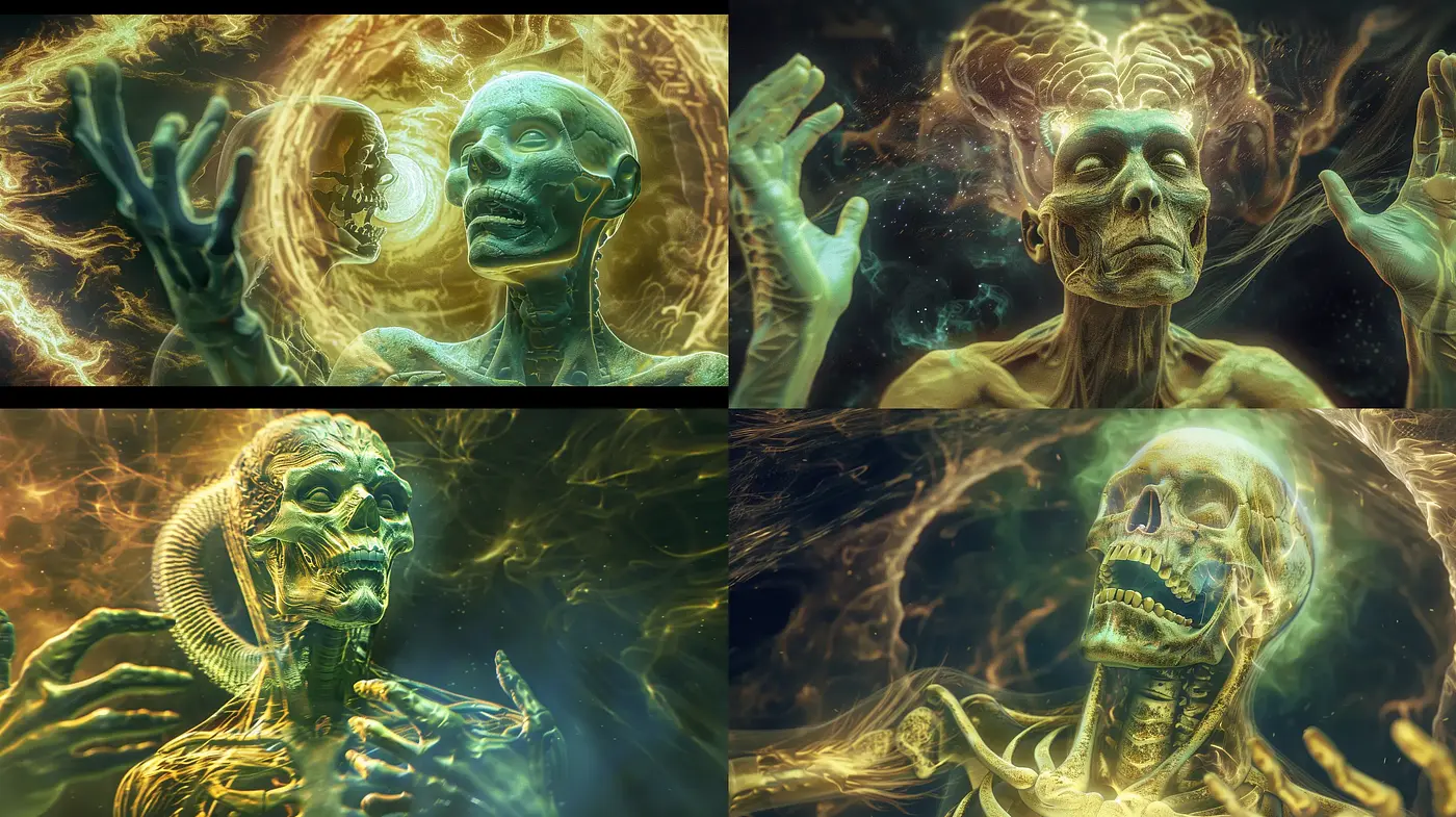 Ethereal Emerald Nightmares: A Fusion of Surrealism and Digital Artistry - Midjourney sref style