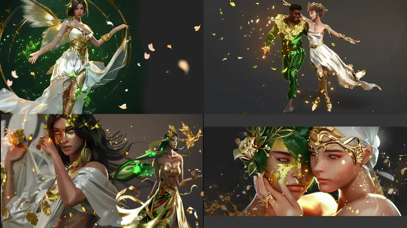 Ethereal Golden Fantasy with Delicate Dreamlike Essence - Midjourney sref style