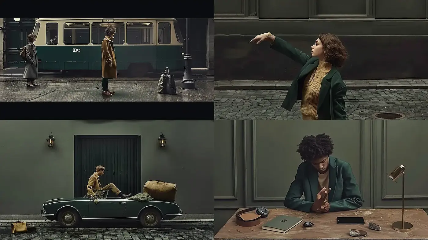 Stylized Urban Life with a Touch of Nostalgia and Natural Textures - Midjourney sref style