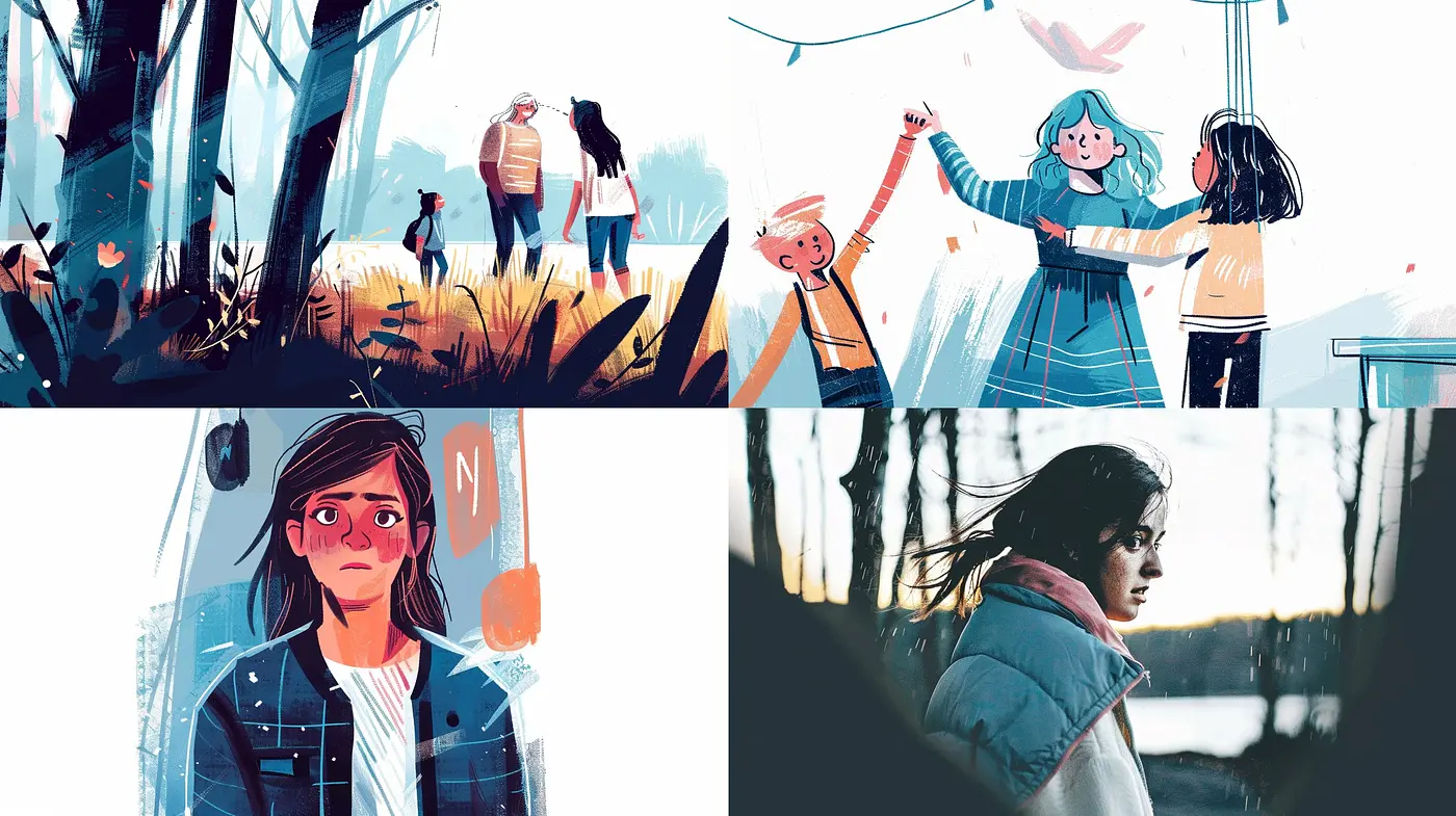 Whimsical Storybook Illustration with Emotive Pastel Tones - Midjourney sref style
