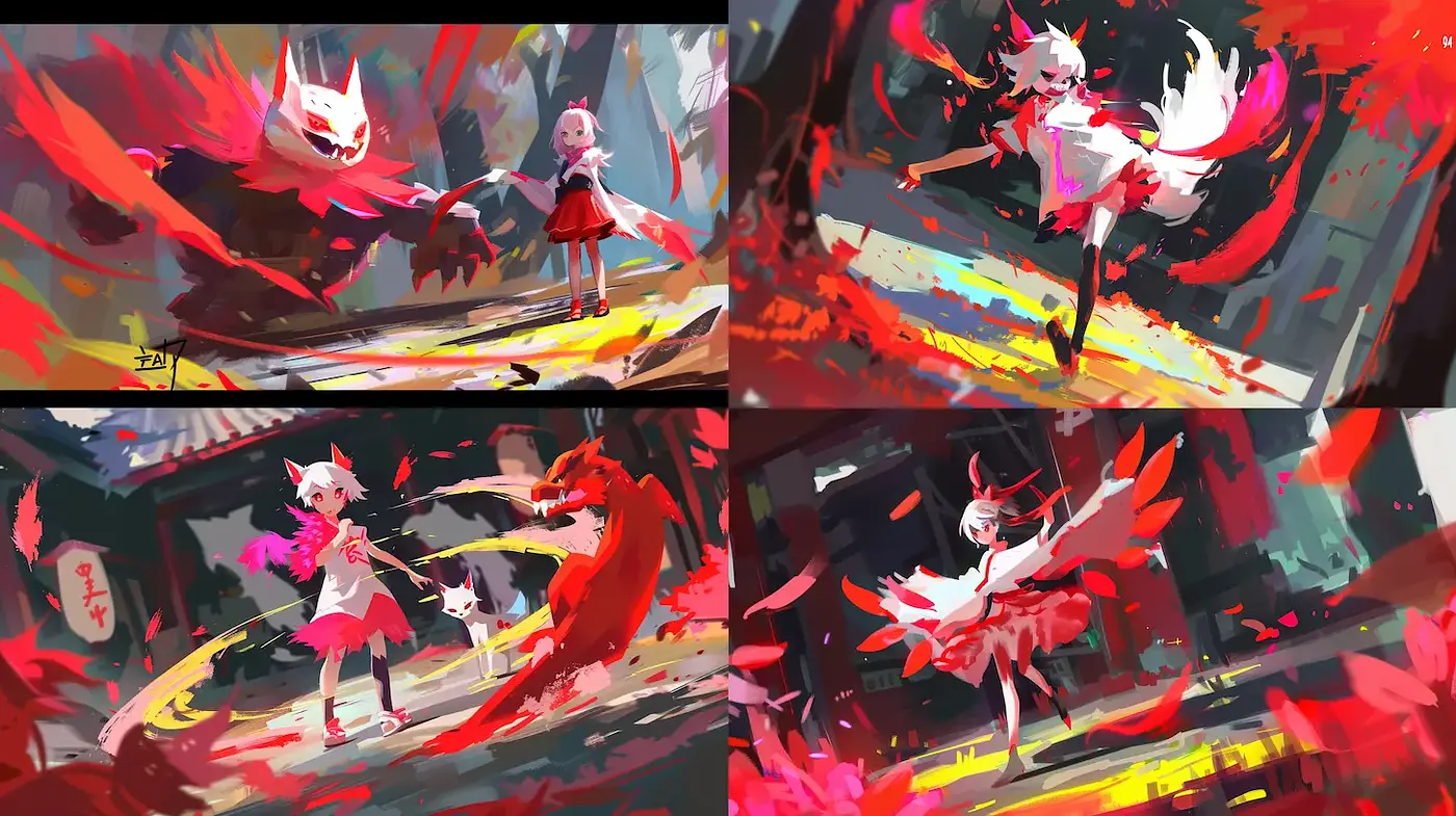 Dynamic and Colorful Illustrations with Whimsical Elements - Midjourney sref style