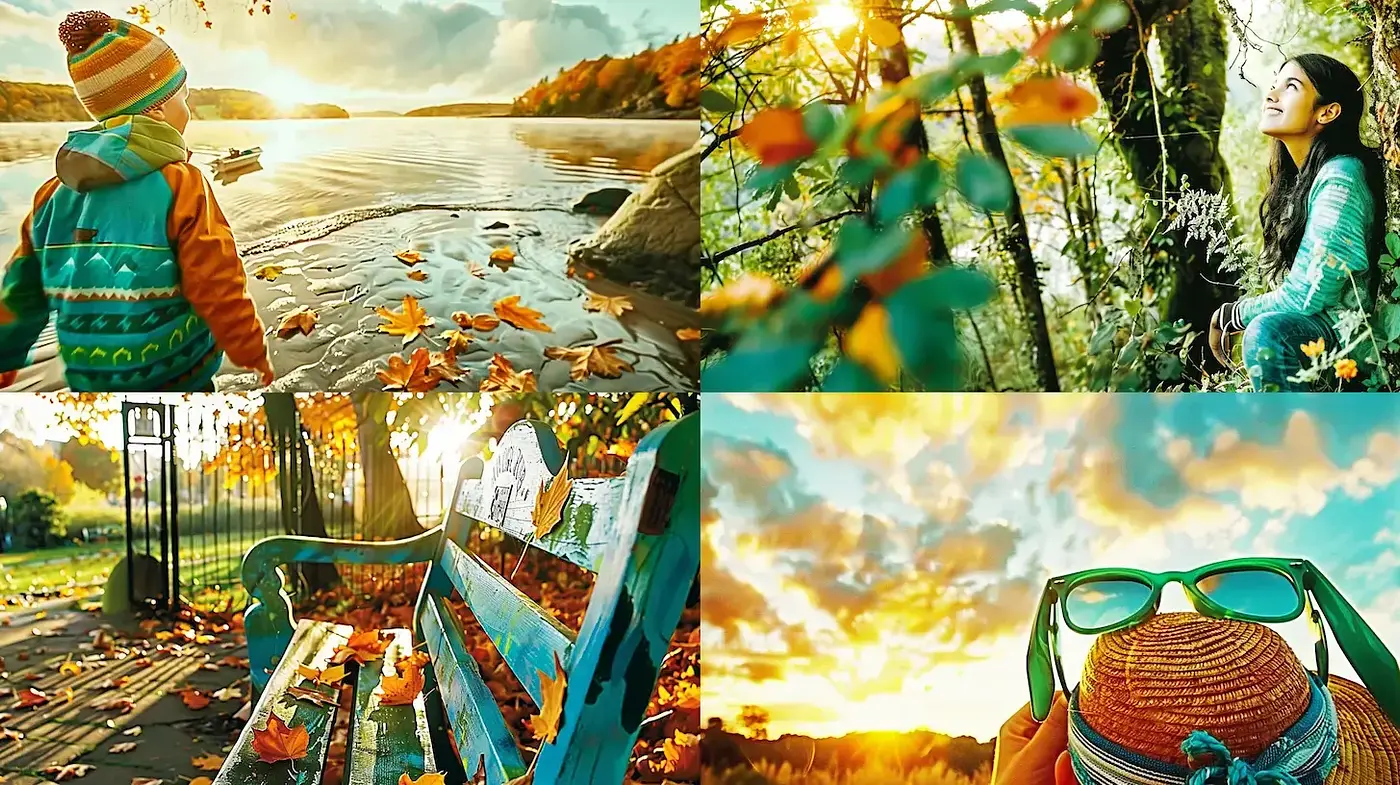Idyllic Autumn Serenity with Vivid Color Harmonies - Midjourney sref style