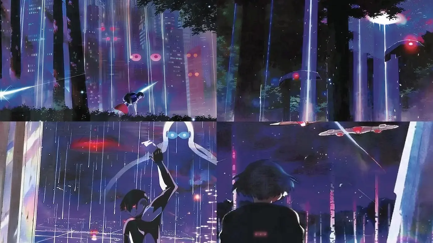 Futuristic Cyberpunk Aesthetics with a Touch of Anime - Midjourney sref style