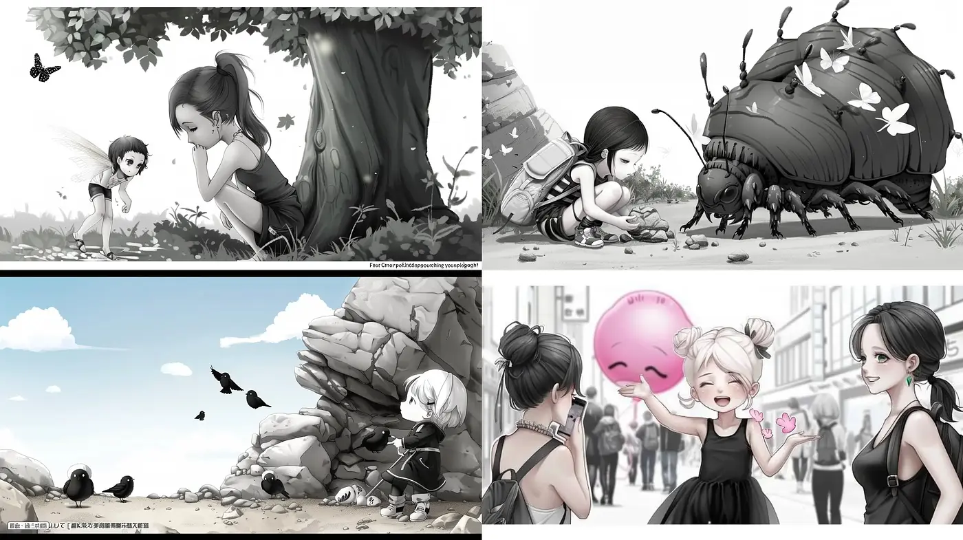 Monochromatic Anime Essence with Dreamlike Softness - Midjourney sref style