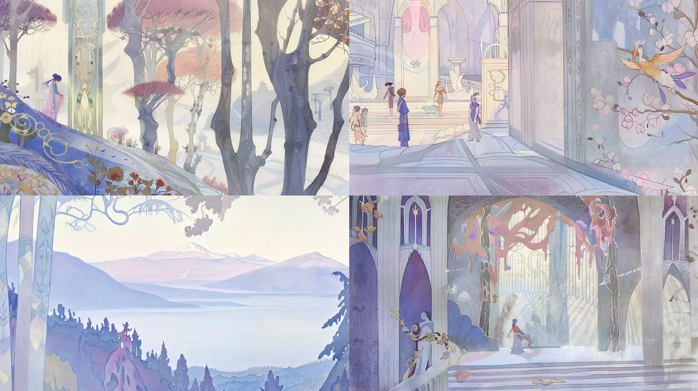 Whimsical Watercolor Dreamscapes: A Homage to Ethereal Impressions and Pastel Tones - Midjourney sref style
