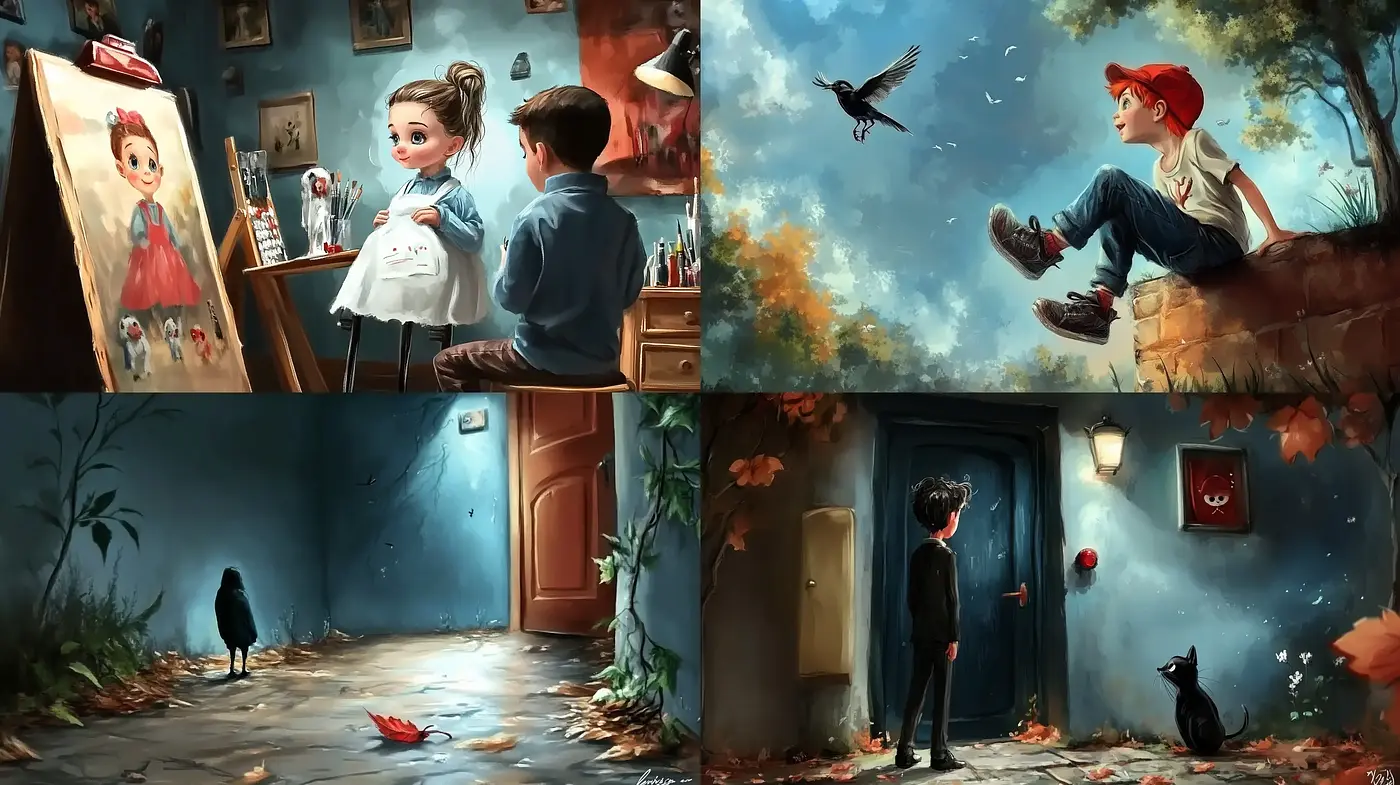 Enchanted Brushstrokes: A Whimsical Journey Through Painted Narratives - Midjourney sref style