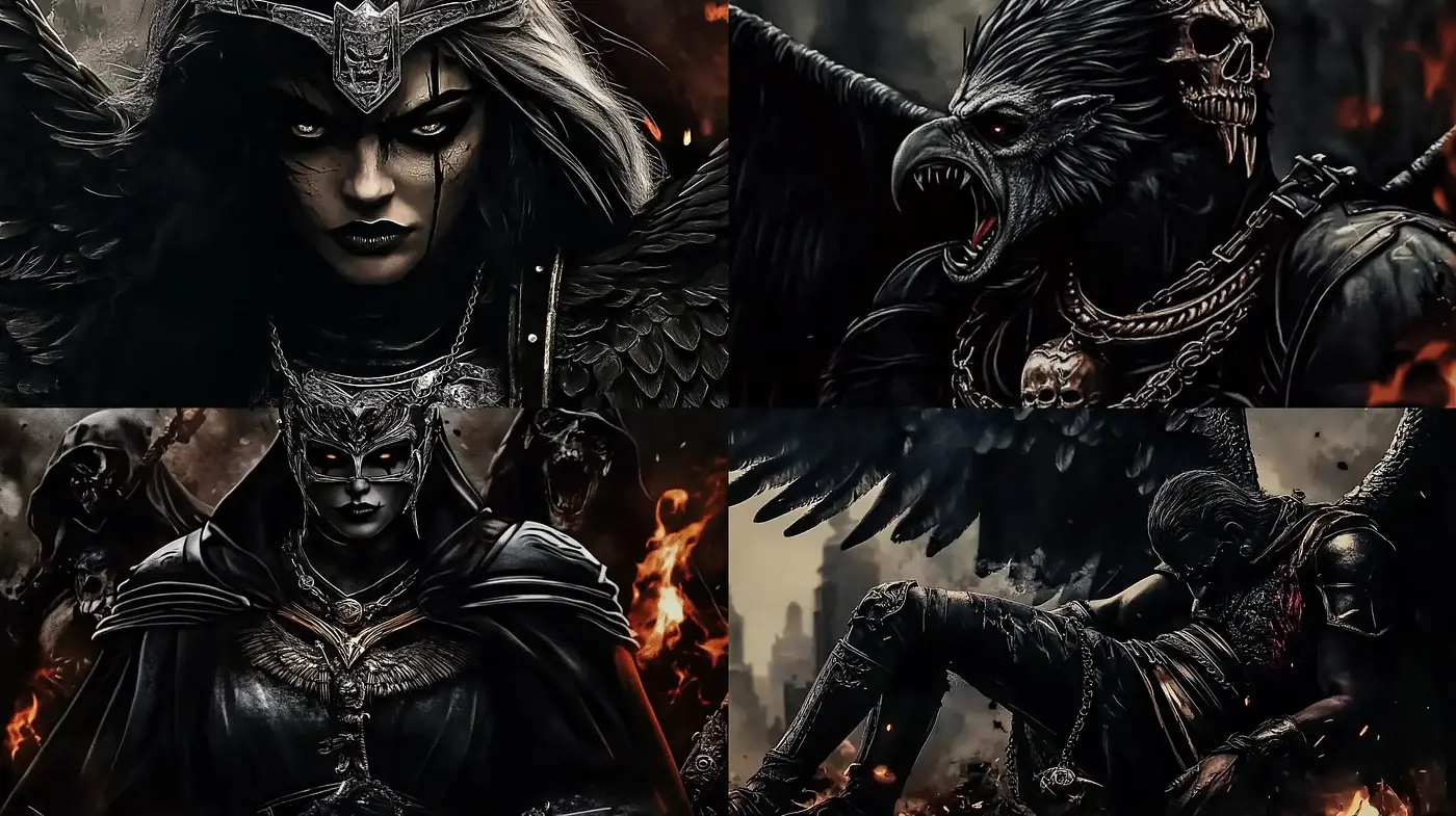 Grim Monochrome Elegance with Gothic Fantasy Influences - Midjourney sref style