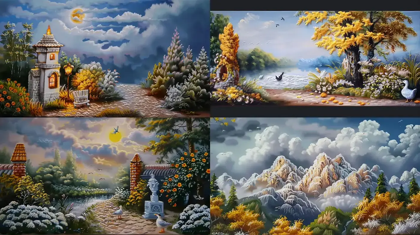 Serene Landscapes with an Inviting Dreamlike Quality - Midjourney sref style
