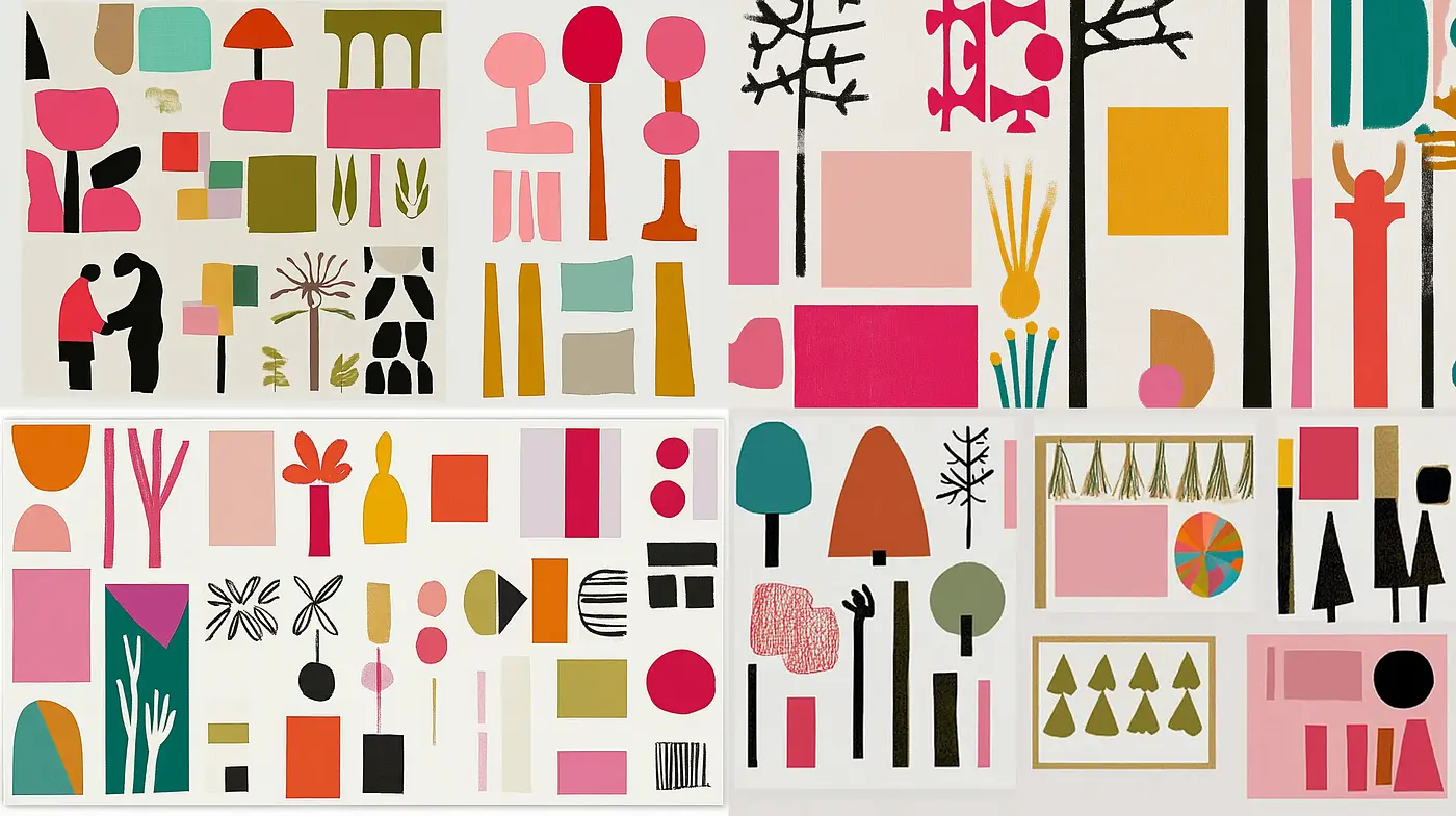 Modern Abstract Montage with Vibrant Geometric Forms - Midjourney sref style