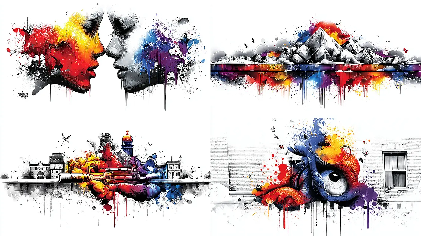 Vibrant Illustrative Art with Emotional Depth and Urban Influences - Midjourney sref style