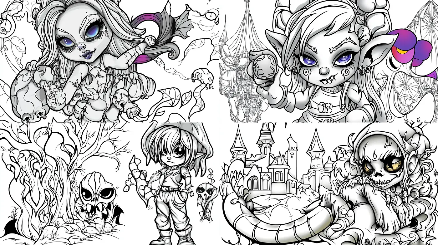Monochromatic Whimsy with Gothic Undertones - Midjourney sref style