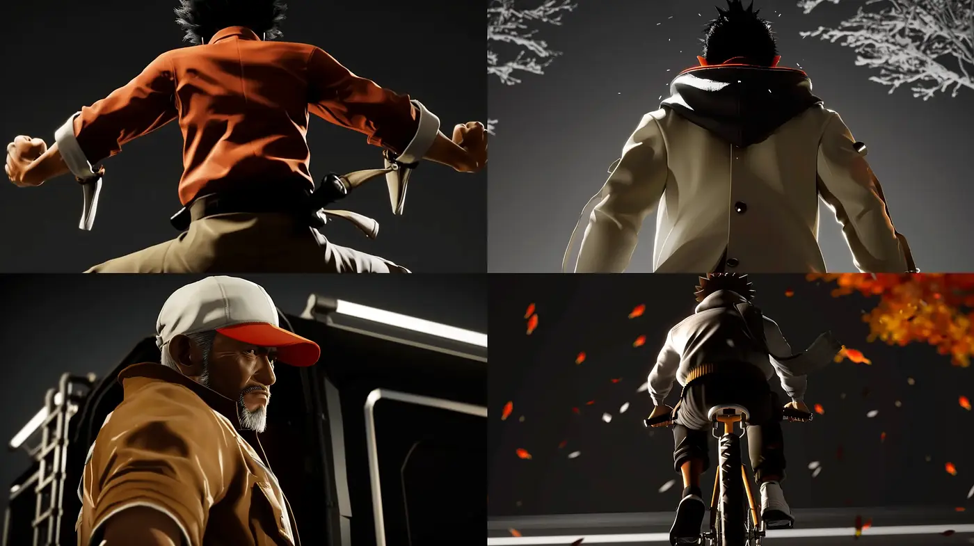 Stylized Cinematic Dynamism with Contrasted Palette - Midjourney sref style