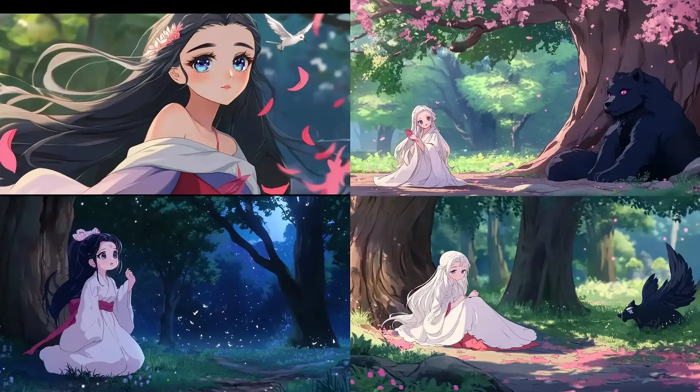 Ethereal Anime-Inspired Enchantment: A Consistent Vision of Nature and Grace - Midjourney sref style