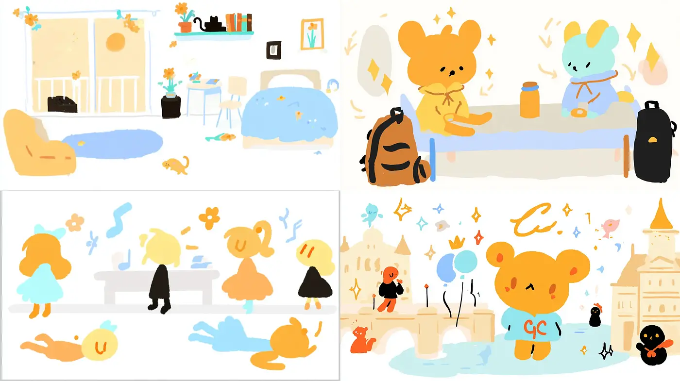 Charming and Whimsical Illustrations with a Soft Color Palette - Midjourney sref style