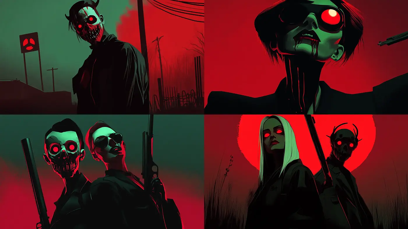 Nocturnal Crimson: A Sinister Atmosphere with Vibrant Red Overtones - Midjourney sref style