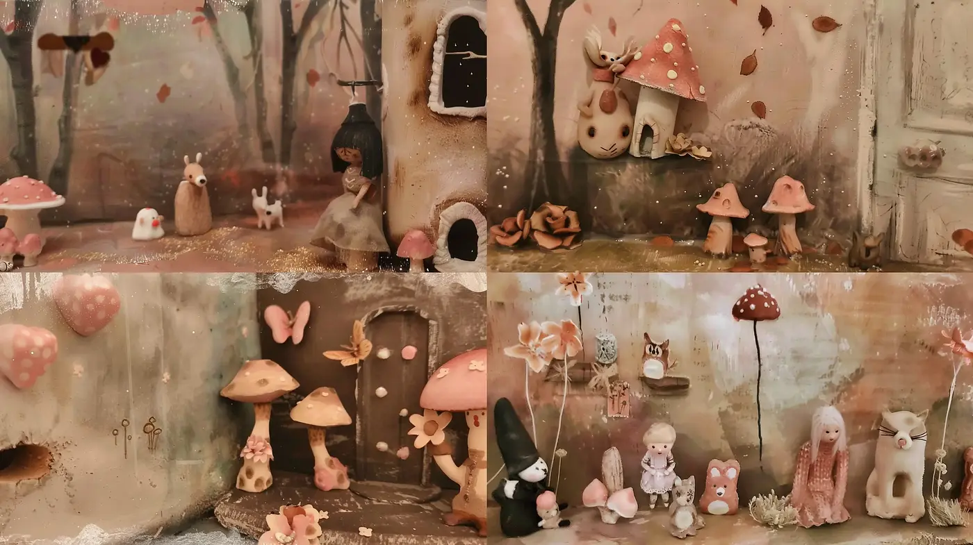 Enchanted Whimsical Forest: A Dreamlike Tapestry of Earthy Tones - Midjourney sref style