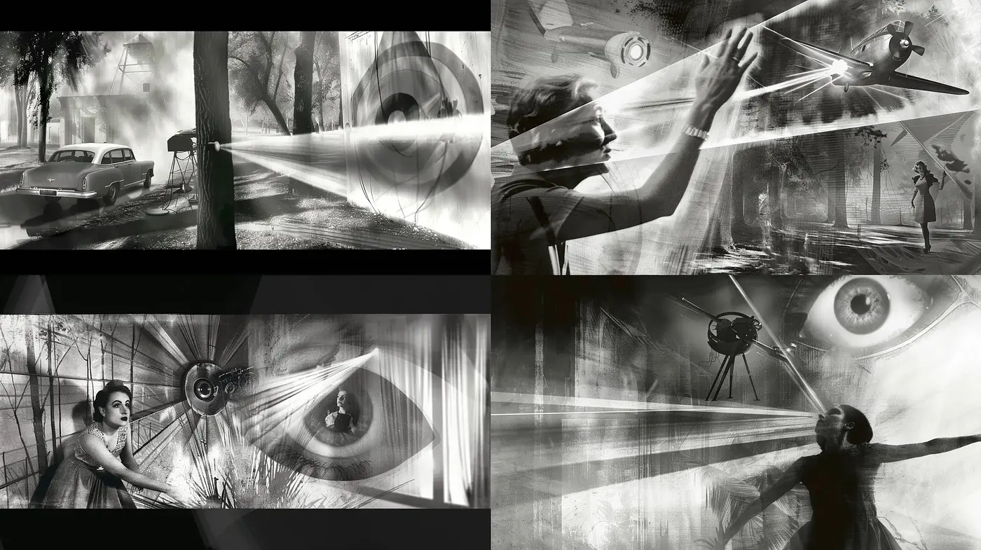 Monochromatic Dreamscape with Surrealist Overtones - Midjourney sref style
