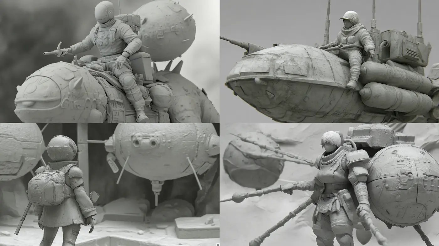 Monochromatic Futuristic Exploration in Subdued Grayscale - Midjourney sref style
