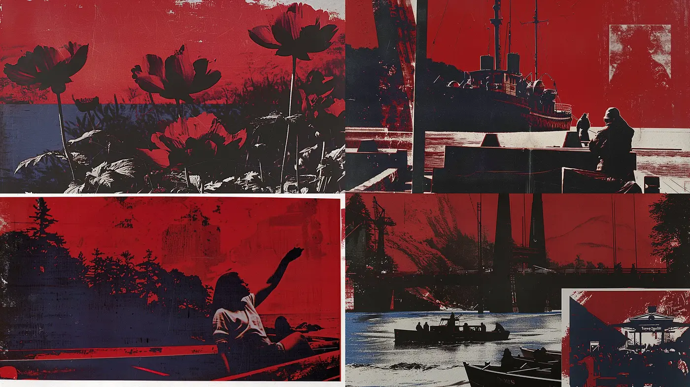 Monochromatic Elegance: A Homage to Bold Red and Stark Contrasts in Digital Abstract Expressionism - Midjourney sref style