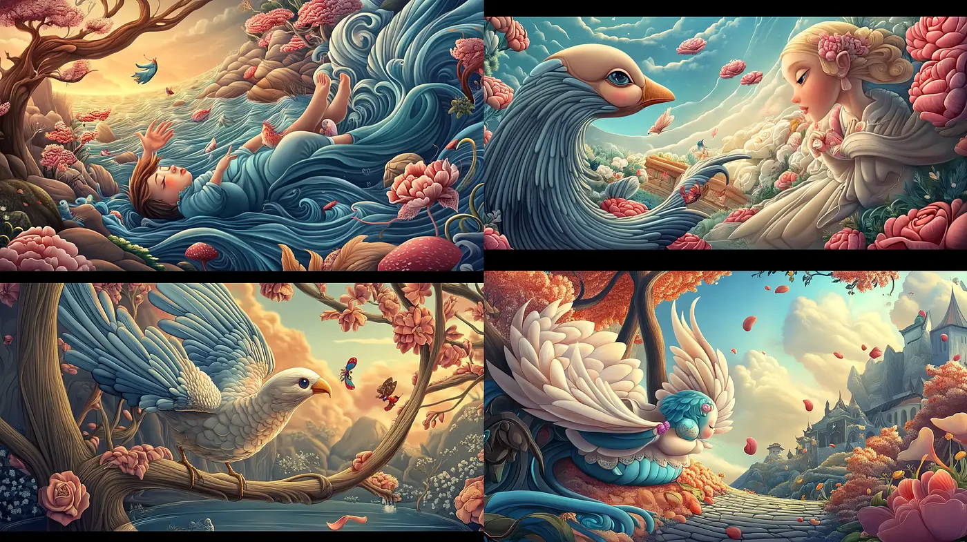 Surreal Nature's Elegance with a Fantasy Dream-like Ambiance - Midjourney sref style