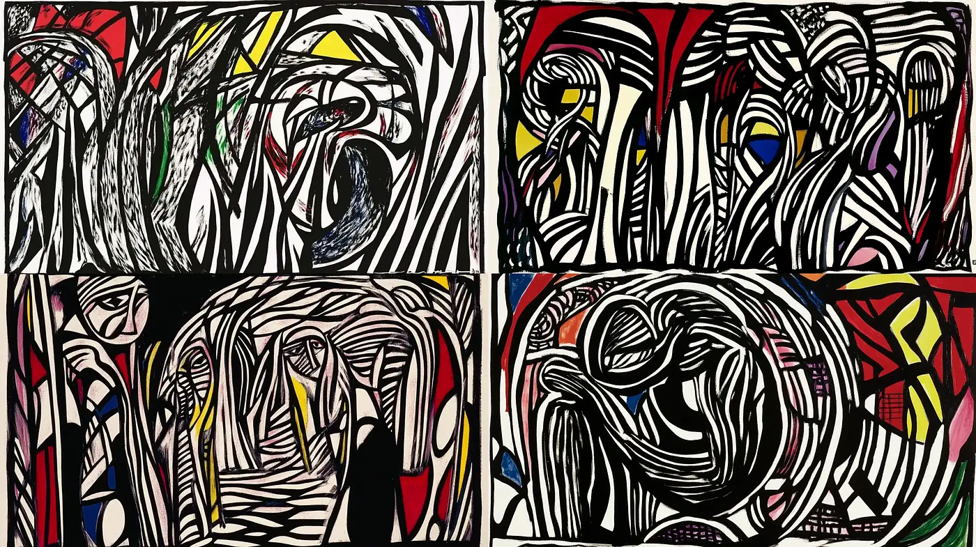 Abstract Expressionist Swirls with Bold Contour Lines - Midjourney sref style