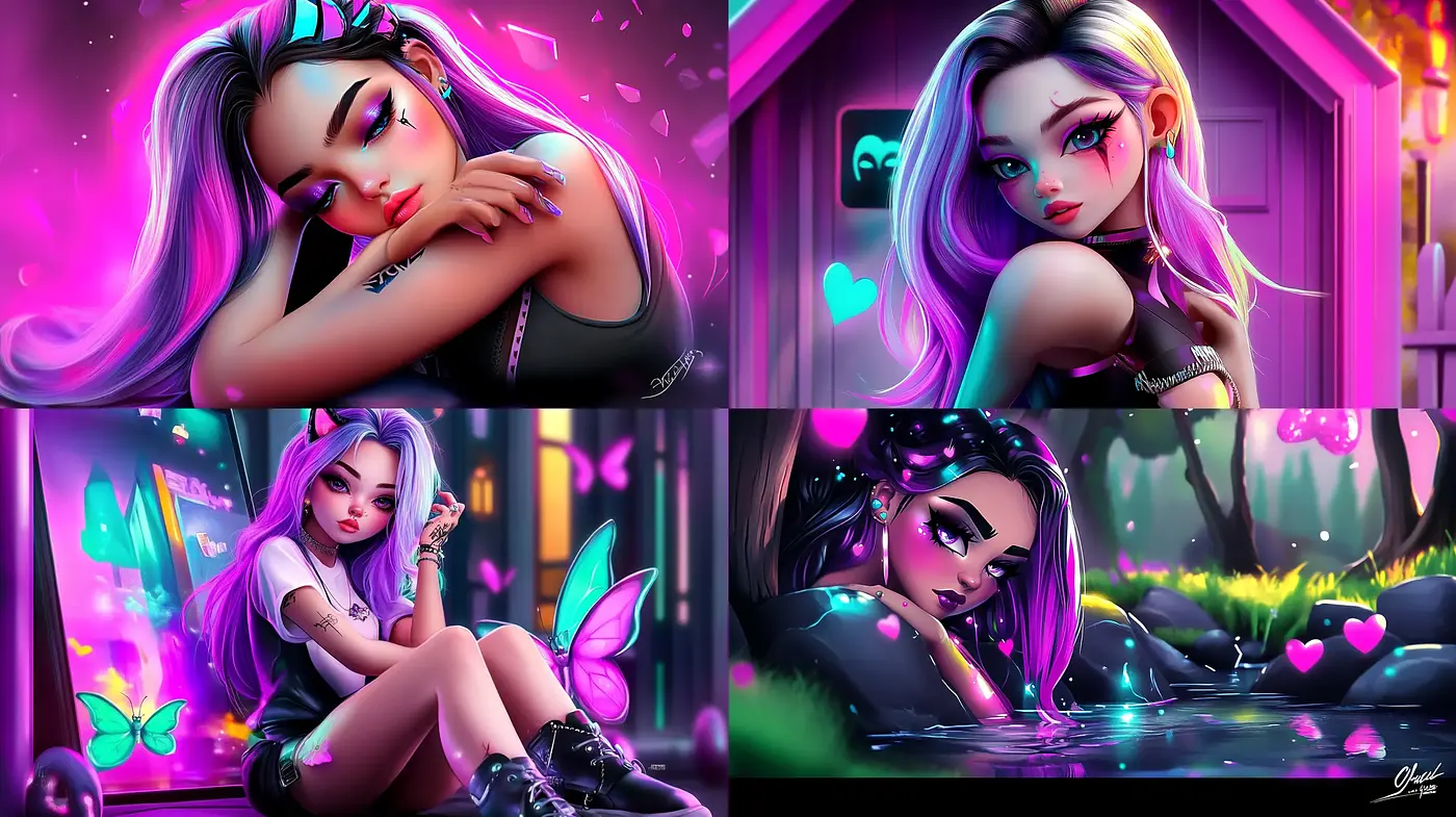 Neon Fantasy Glow: A Luminous Homage to Modern Anime Artistry - Midjourney sref style