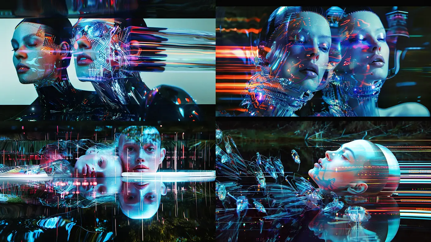 Cybernetic Visions: Digital Deconstruction and Spectral Echoes - Midjourney sref style