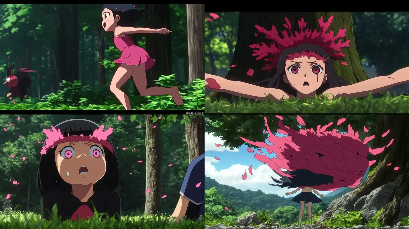 Dynamic Anime Expressionism in Enchanted Forest Hues - Midjourney sref style