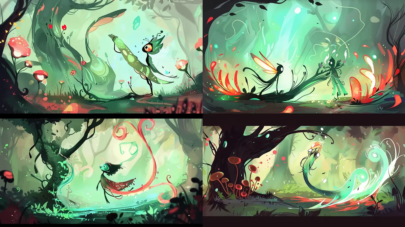 Enchanted Whimsical Forests in Expressive Brushstrokes - Midjourney sref style