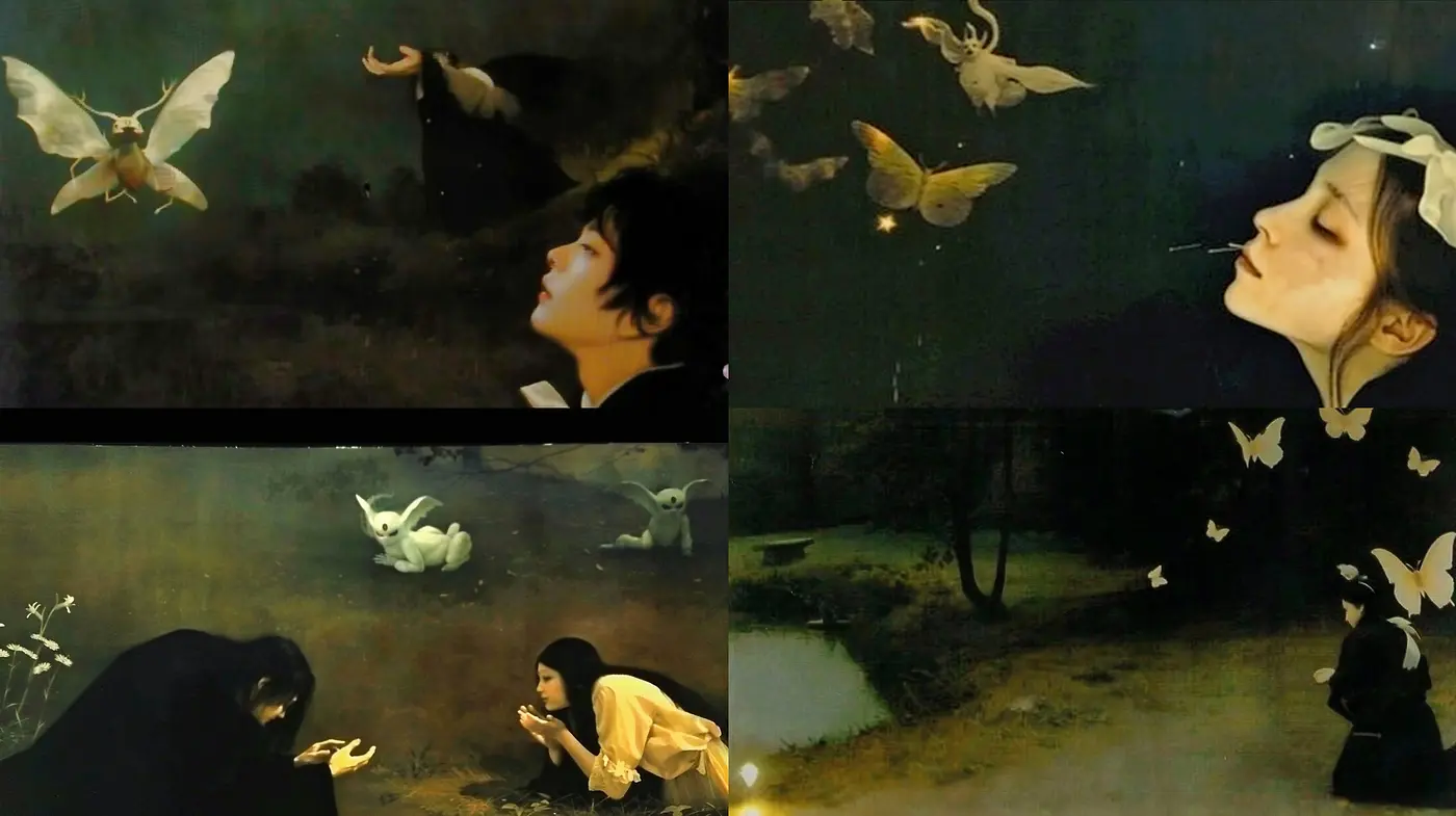 Whimsical Nocturnal Reverie in Earthy Tones - Midjourney sref style