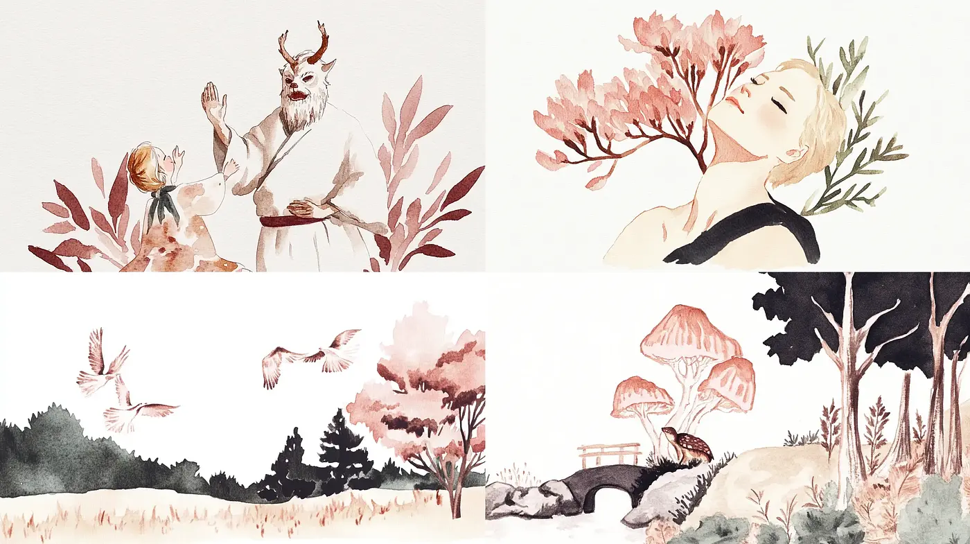Ethereal Nature-Inspired Watercolor Dreamscapes - Midjourney sref style