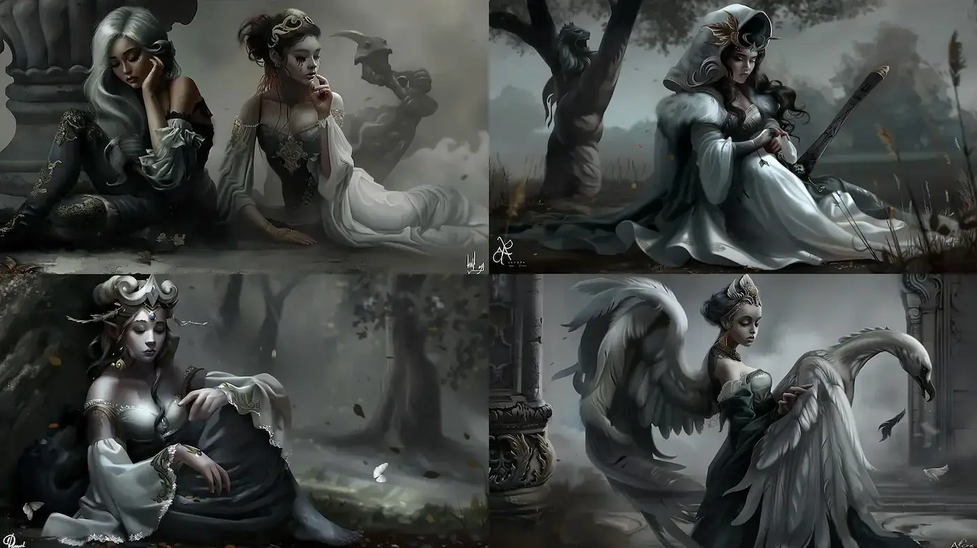Ethereal Monochromatic Tales: A Homage to Neo-Classical and Romantic Artistry - Midjourney sref style