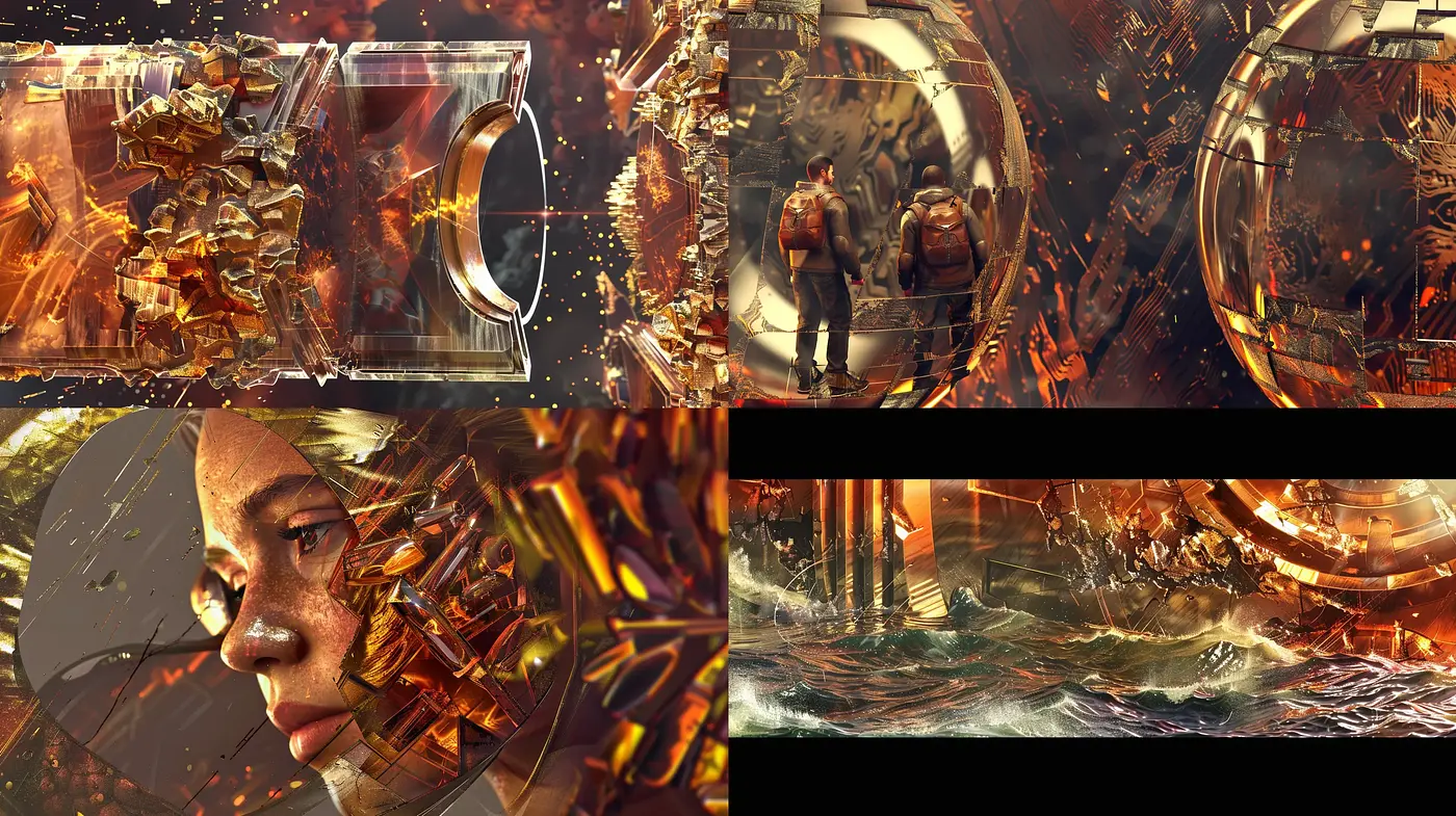 Futuristic Mechanical Elegance with a Sepia-Toned Dreamscape - Midjourney sref style
