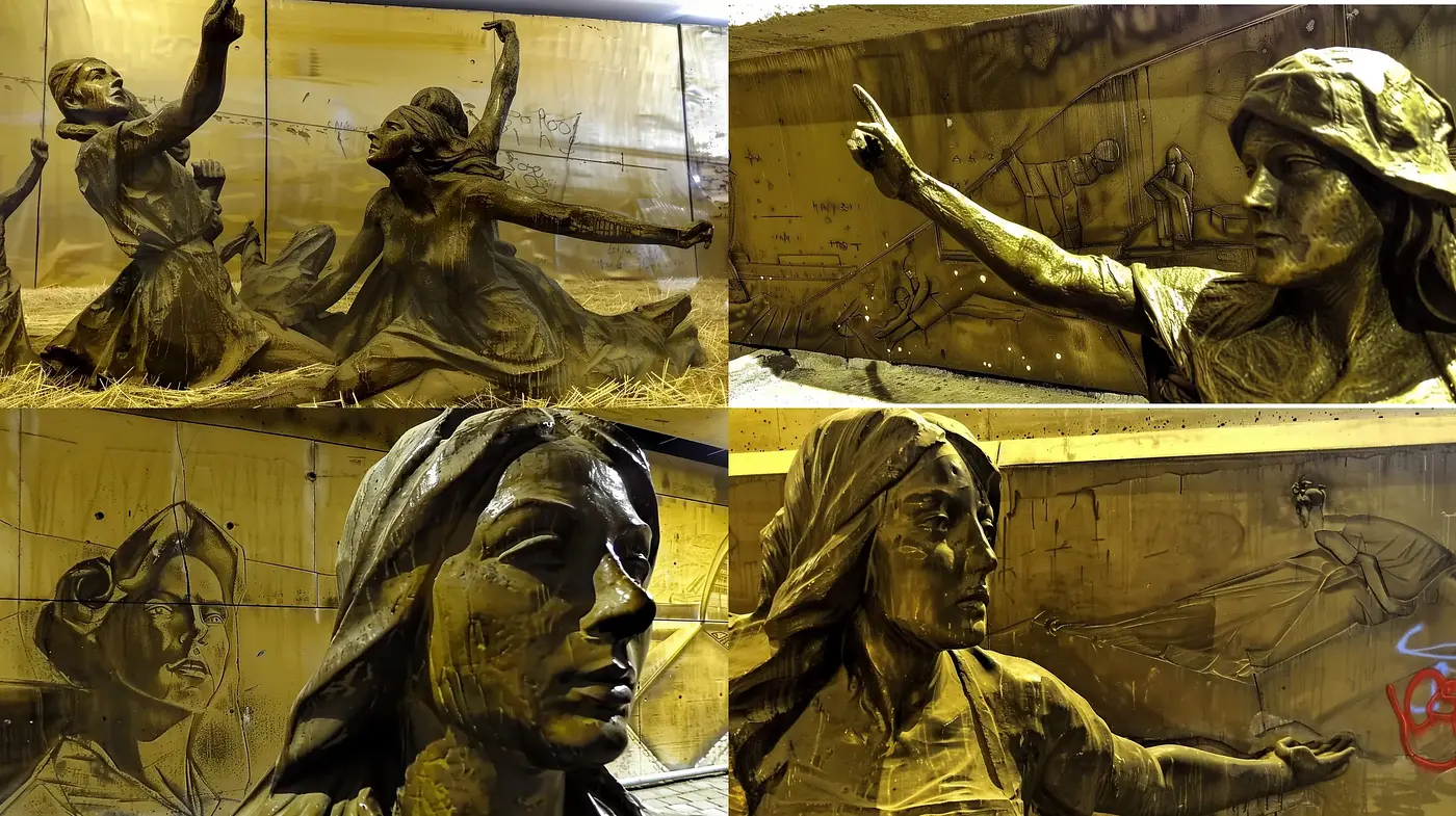 Sepia-Toned Sculptural Narrative - Midjourney sref style