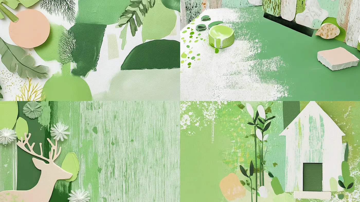 Serene Green Harmony: A Cohesive Blend of Nature-Inspired Hues and Textures - Midjourney sref style