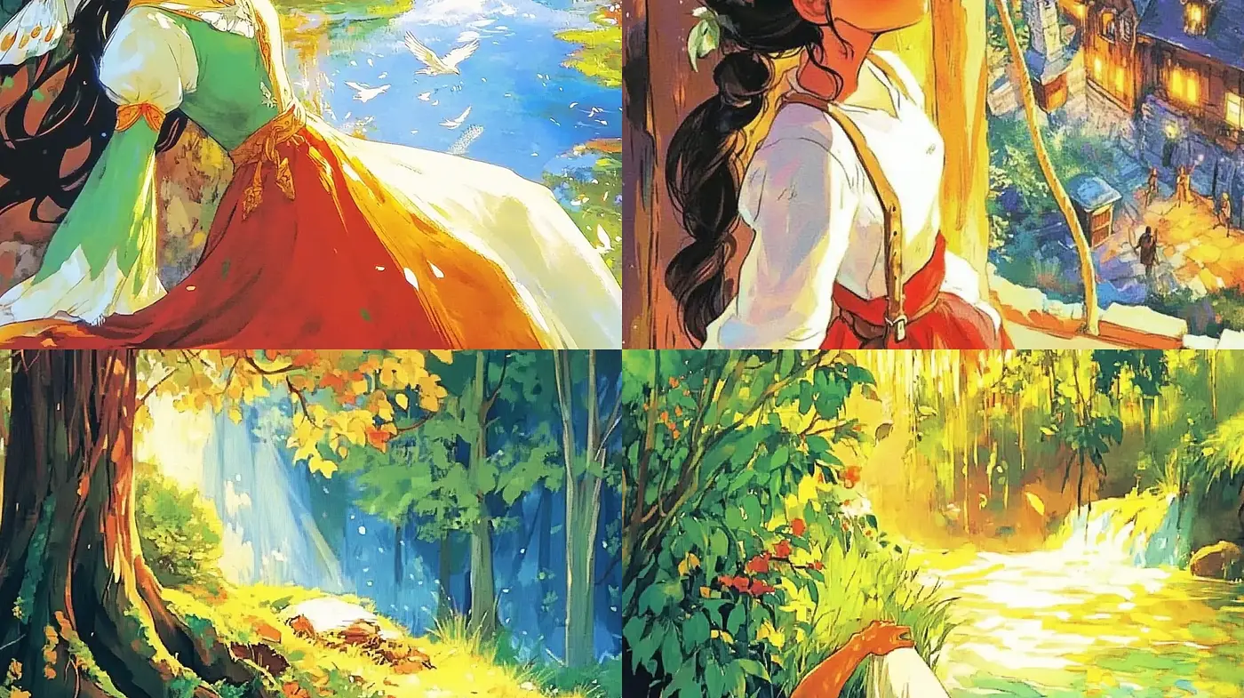 Luminous Arcadia: A Vivid Tale of Nature and Serenity in Brushwork - Midjourney sref style
