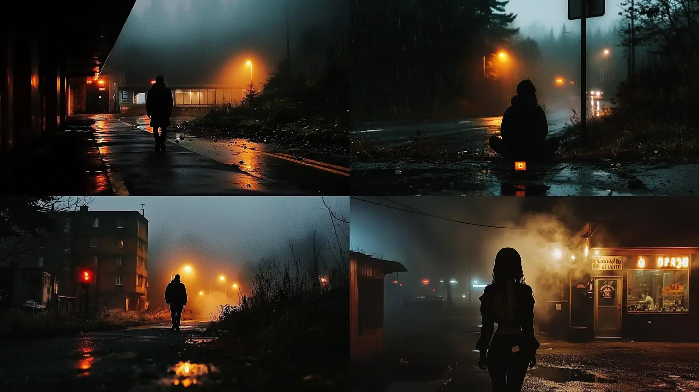 Nocturnal Hues of Solitude - A Cinematic Exploration in Twilight Tones - Midjourney sref style