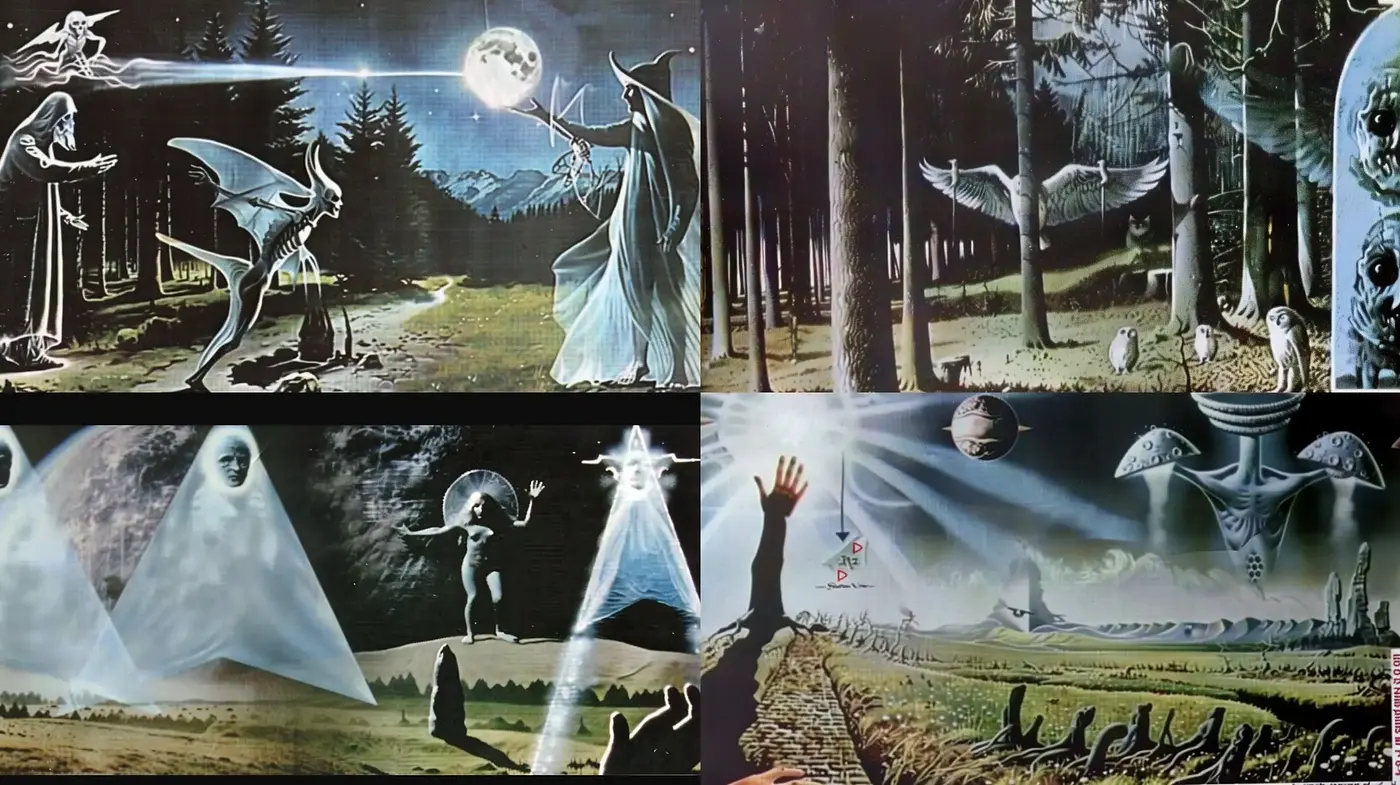 Surrealistic Dreamscape Fusion with Ethereal Tones - Midjourney sref style
