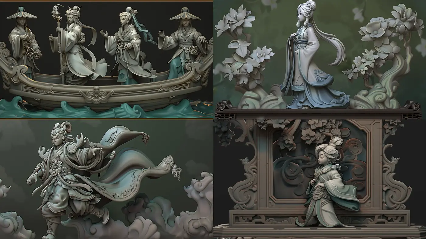 Ethereal Monochromatic Sculptural Tableaux - Midjourney sref style