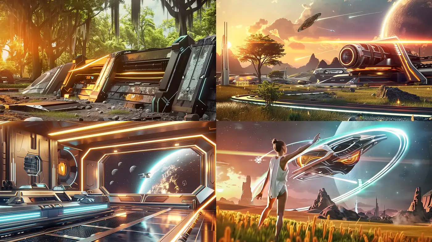 Futuristic Visions of Lush Interplanetary Exploration - Midjourney sref style