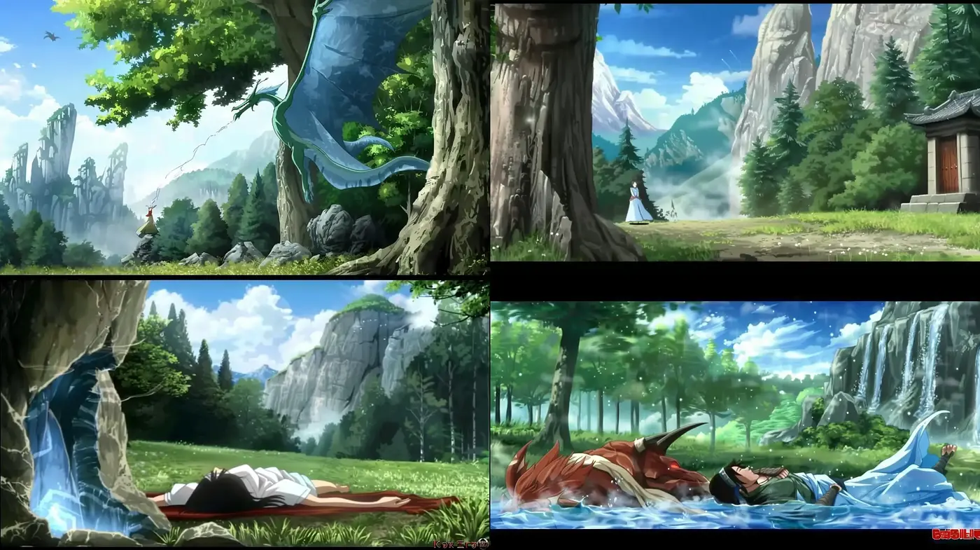 Ethereal Landscapes and Serene Nature in Animated Harmony - Midjourney sref style