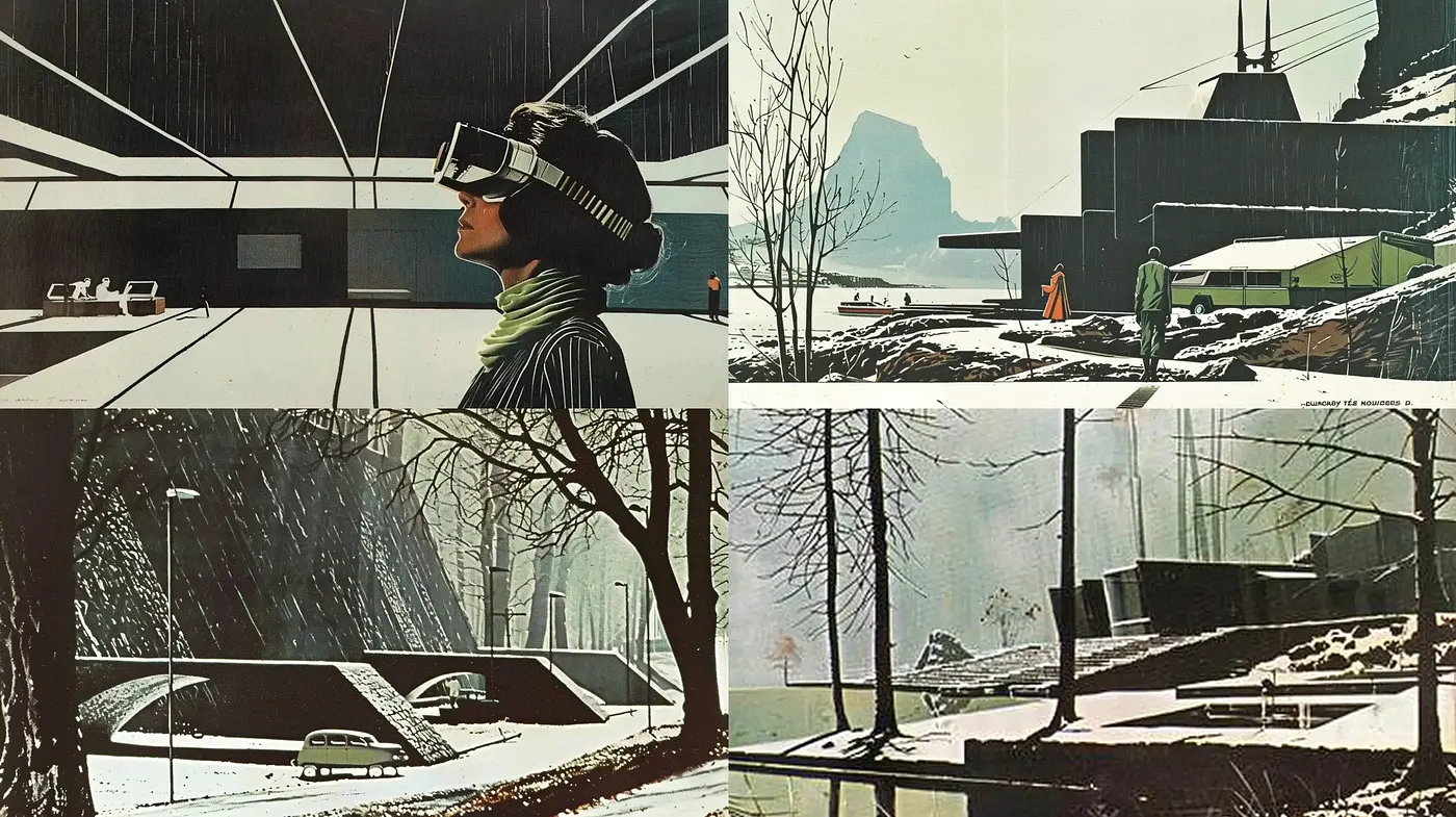 Futuristic Retro Dystopian with Industrial Undertones - Midjourney sref style