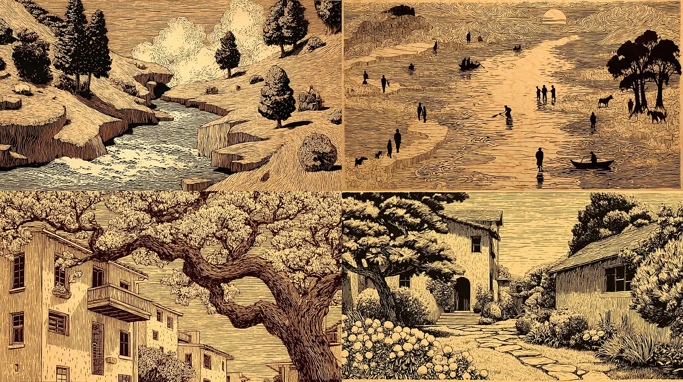 Intricate Line Art with a Naturalistic Essence - Midjourney sref style