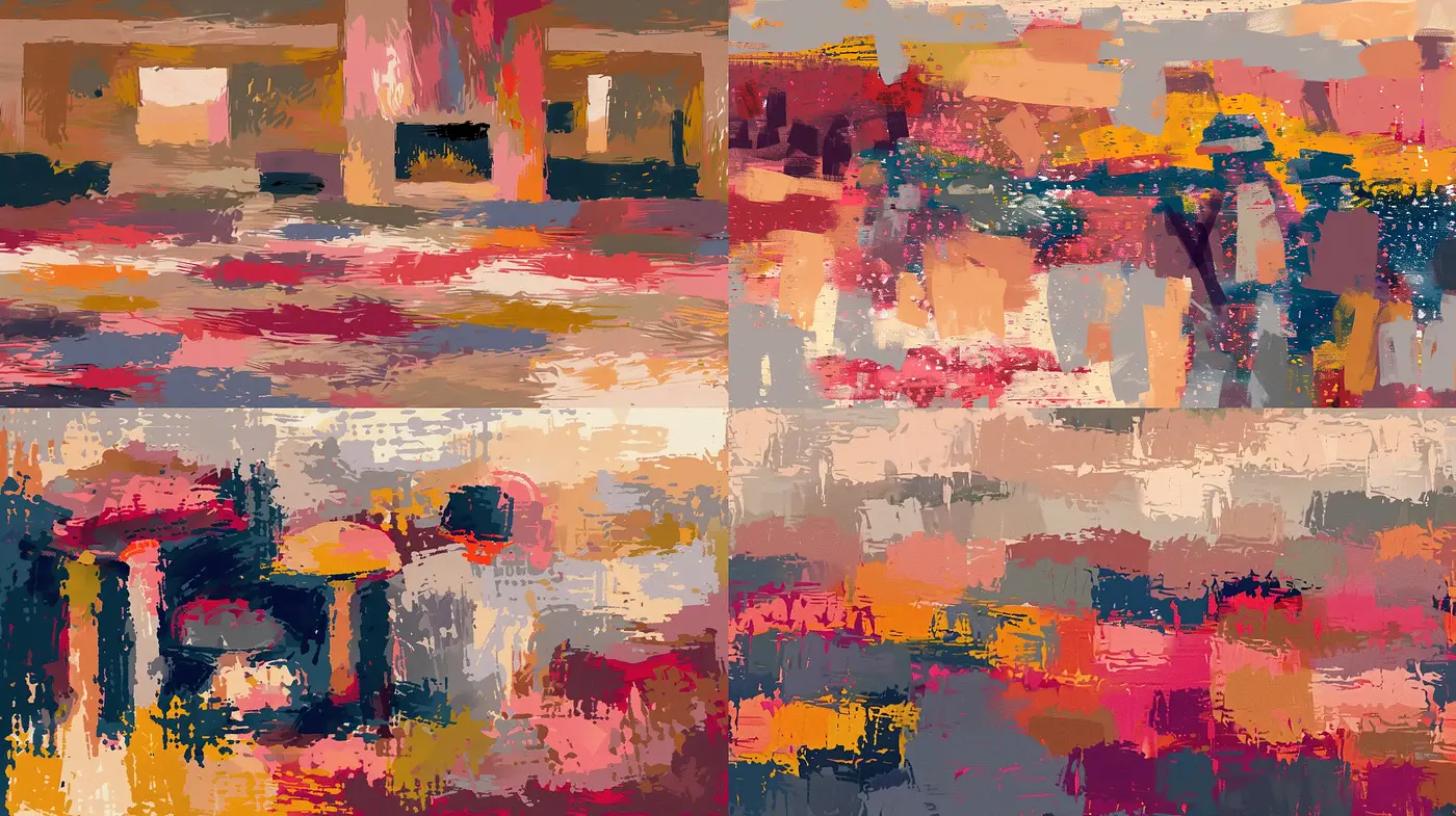 Abstract Brushstroke Fusion with Contemporary Color Dynamics - Midjourney sref style