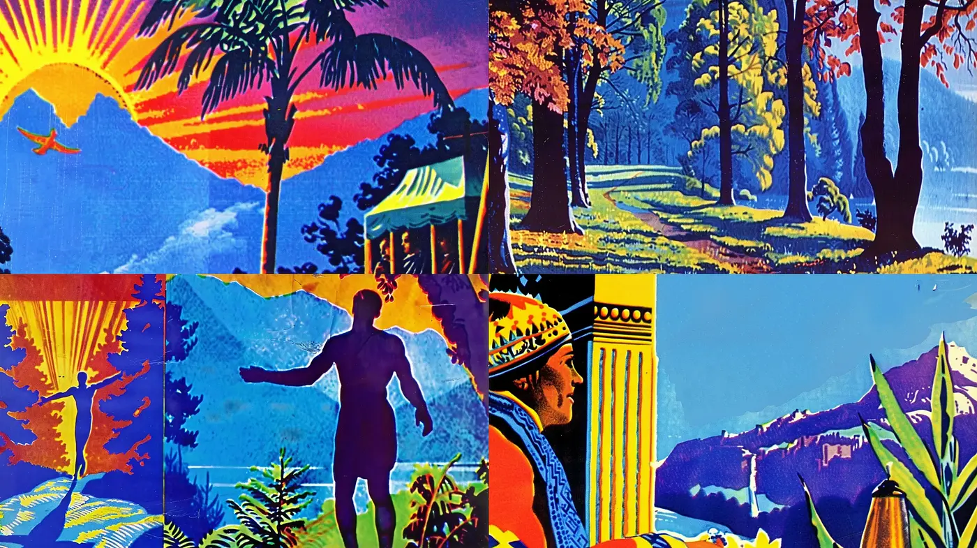 Vibrant Geometric Expressionism with a Retro Palette - Midjourney sref style
